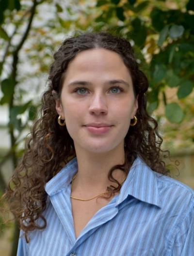 female student in blue shirt